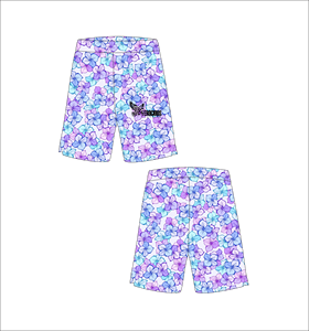Pantalones Cortos de Baloncesto Blancos Personalizados con Estampado Floral Morado y Azul, Ligeros, Transpirables, de Malla, para Entrenamiento Deportivo y Ropa Urbana - Product Image 1