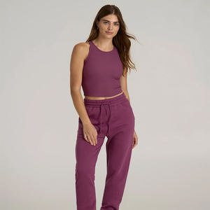 High Quality Women Cropped Cotton Spandex High Stretch Round Neck Knitted Vest Sports Custom Printing Ribbed Women Tank Top - Product Image 4