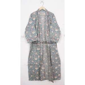 Kimono de Algodón Hecho a Mano con Estampado Floral, Ligero, Transpirable, para Verano e Invierno, Estilo Casual, Largo, para Dormir o para el Baño - Product Image 1