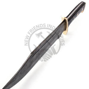 Couteau de chasse Bowie de Damas avec manche en bois Pakka et étui, couteau de camping à lame fixe fait main sur mesure, couteau tactique de camping - Product Image 3