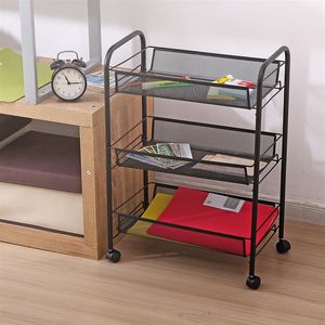 Carrello portaoggetti nero RT Exquisite a tre livelli staccabili con gancio e design a rete a nido d'ape per cucina, soggiorno e pulizie - Product Image 2