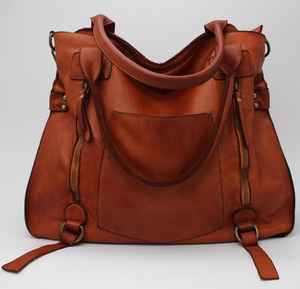 Bolso Tote de Cuero Genuino Marrón para Mujer, Impermeable, con Correa de Hombro Extraíble, Cierre de Cremallera, Gran Capacidad, para Uso Diario y Cumpleaños - Product Image 1