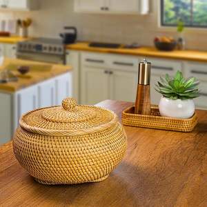 Cesta de Almacenamiento Redonda de Ratán al por Mayor, Organizador Multifuncional, Cesta Multiusos Tejida a Mano para el Hogar, Fabricada por KingCraftViet - Product Image 5