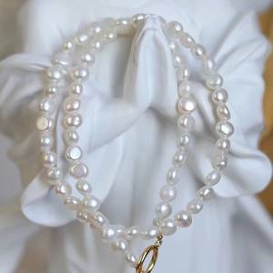 Elegant <b>Double</b> Row Chain <b>Necklace</b> with 3-6mm Freshwater Pearls Versatile Collarbone Chain Niche New Product - Product Image 1