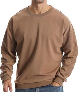 Nueva Colección, Sudadera para Hombre de Manga Larga, Cuello Caído, Color Sólido, Cómoda, Talla Grande, 100% Algodón, Impermeable - Product Image 1