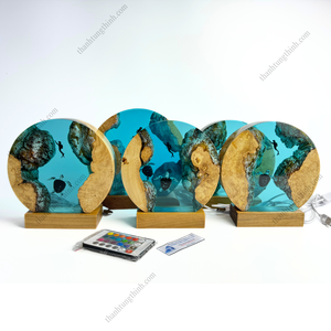 Lampe en résine époxy artistique, forme ronde, motif animalier, décoration d'intérieur, artisanat fabriqué au Vietnam - Product Image 3