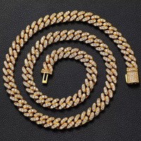 Collar de Cadena Cubana de Plata 925 Jewelux de Alta Calidad, Estilo Moissanita, Chapado en Oro de 14K/18K, Certificado IGI