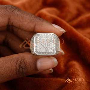 Moissanite Ring Men Hip Hop 925 Sterling Silver Square <b>Cushion</b> Baguette Ring Iced Out Luxury Statement Jewelry - Product Image 2