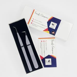Ensemble de pinces à cils professionnelles personnalisées en acier inoxydable, durables, courbées, à fibres et à dents, pour extensions de cils - Product Image 1
