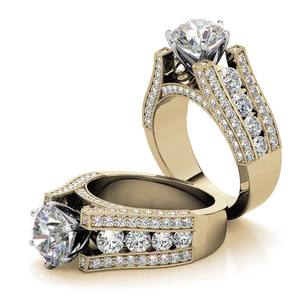 Anillo de Compromiso y Boda Clásico y Elegante de Oro Sólido de 14k/18k/22k/24k con Diamante Cultivado en Laboratorio Certificado por IGI, con Detalles Milgrain - Product Image 2
