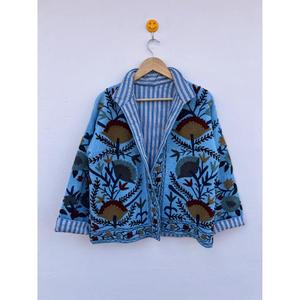 Chaqueta de Algodón Bordada Suzani Tejida a Mano de Alta Calidad, Abrigo Tipo Duster Reversible para Mujer, Ecológico, para Invierno y Verano, Ideal para Regalo - Product Image 2