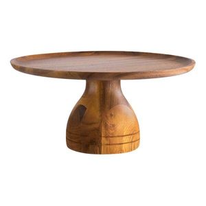 Minimalist Handmade Round Wooden Cake Stand with Natural Brown Texture for Modern Kitchen Countertop and Party Setup - Product Image 5