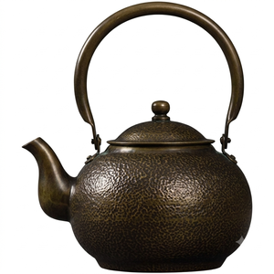 Tetera de Metal Bronce con Tapa y Asa Metálica, Diseño Redondo para Utensilios de Cocina, Mesa de Comedor, Servicio de Té y Café - Product Image 6