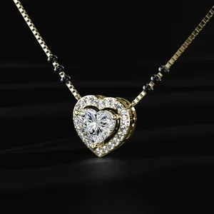 Pendentif Cœur en Diamant Halo Mangalsutra, Diamant CVD de Laboratoire Couleur D-E Pureté VVS-VS Certifié IGI, Or, pour Fiançailles et Mariage - Product Image 3