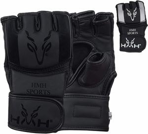 ถุงมือชกมวยครึ่งนิ้วสำหรับผู้ใหญ่6oz หนัง PU หนังวัวสำหรับ MMA คิกบ็อกซิ่งศิลปะการต่อสู้กรงฝึกโลโก้ออกแบบได้ตามต้องการ - Product Image 1