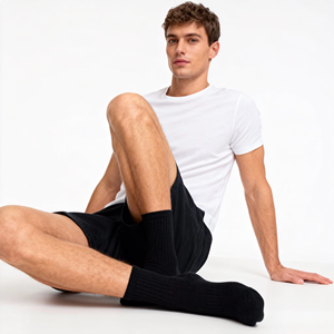 Men's Solid Crew <b>Socks</b>-<b>Breathable</b> Woven Spandex/Cotton Eco-Friendly Quick Dry Sporty Casual <b>Socks</b> for Business & Daily Use - Product Image 3