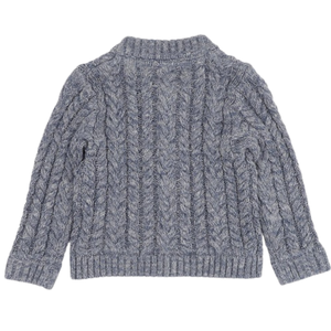 Cardigan en tricot torsadé bleu indigo pour bébé, doux et chaud, à manches longues, boutonné devant, pour nouveau-né, nourrisson et tout-petit - Product Image 2