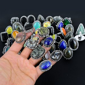 Wholesale Beautiful Gemstone Rings Lot's Handmade Jewelry rings Lot Size 5-11 for Women Customizable Christians - Product Image 3