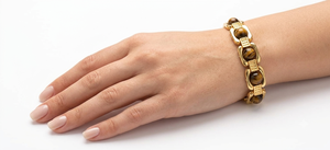 Bracelet en acier inoxydable plaqué or avec perles en œil de tigre, bijoux personnalisés pour hommes, chaîne à maillons, vente en gros - Product Image 3