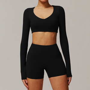 Conjunto Deportivo de Dos Piezas para Mujer: Bra Deportivo y Shorts de Cintura Alta para Yoga, Gimnasio, Fitness, Secado Rápido - Product Image 2
