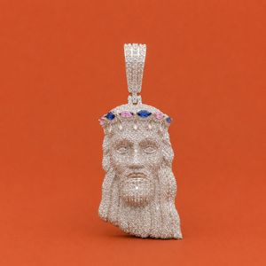Pendentifs religieux personnalisés Jésus en argent 925 sertis de diamants Moissanite pour hommes - Product Image 1