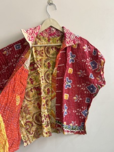 Embroidered Reversible <b>Quilted</b> Kantha Short <b>Jacket</b> Boho Vintage Coat Women <b>Jacket</b> - Product Image 5