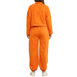 Ensemble de survêtement court 2 pièces en molleton de coton pour femme, motif uni, vente en gros, comprenant un bas court - Product Image 2
