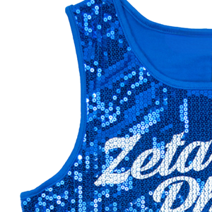 Zeta Phi Beta <b>Sequin</b> Tank <b>Top</b> Royal Blue Greek Letter Sleeveless Shirt Sorority Apparel Stylish Sparkle Summer <b>Top</b> - Product Image 6