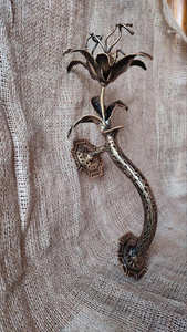 Poignée de porte en fer forgé résistante à la rouille, motif floral et finition galvanisée, pour portails - Product Image 6