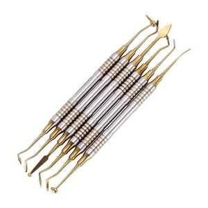 Sadia Khan Industry Dental Cleaning Tools Set 6Pcs Stainless Steel Manual Double-Ended Dental Scaler Tooth Scaling Instruments - Product Image 1