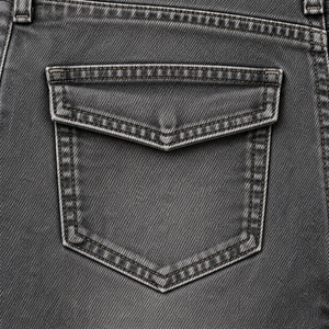 Jean en denim droit taille mi-haute pour femme avec rabat de poche plié - Gris fumé - Vente en gros - Product Image 4