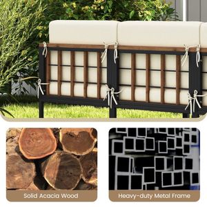 Set di mobili da giardino in legno di acacia da 6 pezzi con tavolino e pouf - Product Image 2