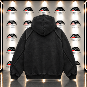 Custom <b>Men</b>’s Oversized Acid Wash <b>Black</b> Zip-Up Hoodie Graphic Gothic Streetwear Sweatshirt - Product Image 2