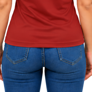 Polo sans manches rouge foncé pour femme, coupe ajustée, col à empiècements, pour l'équitation et l'entraînement, personnalisable, vente en gros, performance - Product Image 6