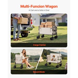 Carrello Pieghevole 2-in-1 con Capacità di Carico di 250 kg, Convertibile in Panca, 220L, Manico Regolabile per Spiaggia, Supporto OEM Personalizzato - Product Image 3