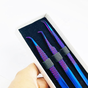 Pinzas Profesionales para Extensión de Pestañas de Acero Inoxidable Azul, Punta de Fibra, Agarre Perfecto, Antideslizantes, Duraderas, Grado A+ - Product Image 6