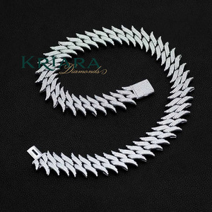 <b>Statement</b> <b>Necklace</b> S925 Silver Rhodium & 10K Gold Plated Lab Grown Diamond Spike Chain Hip Hop Wedding Unisex Luxury Design - Product Image 4