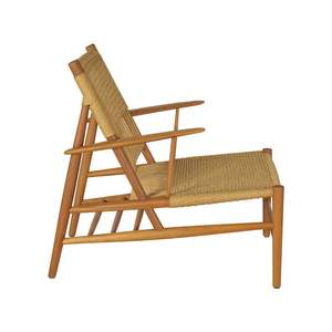 Chaise de salle à manger en teck design avec dossier et assise en corde tressée, imperméable et écologique, durable pour les intérieurs de cafés élégants - Product Image 3