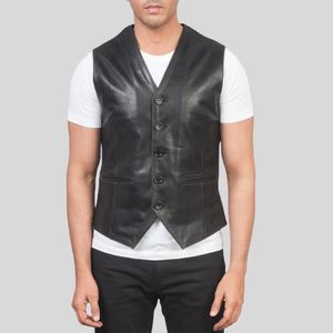 Chaleco de Motociclista Reversible de Lona y Cuero Genuino para Hombre, con Cierre de Cremallera y Bolsillos, Ropa Exterior de Otoño, Transpirable, Anti-UV, Estilo Urbano - Product Image 3