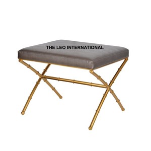 Stainless Steel Foam and Fabric Material Golden Plated <b>Ottoman</b> <b>Stool</b> Furniture Accessories Square Shape <b>Ottoman</b> <b>Stool</b> - Product Image 5