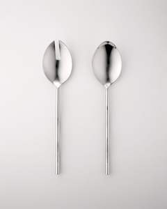 Paire d'ustensiles élégants et fins en acier inoxydable pour salade, finition miroir, écologiques, pour une table sophistiquée - Product Image 5