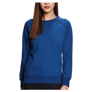 Pull asymétrique en molleton tricoté polyester/coton à col rond et manches longues tombantes, imprimé uni, coupe oversize pour femme - Product Image 1