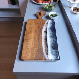 Tabla de cortar rectangular de resina epoxi con temática oceánica, no tóxica, apta para lavavajillas, de 1.3 cm de grosor - Product Image 4
