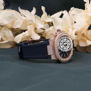 Charm_Jewells Luxury Women's Bronze <b>Case</b> Analog Quartz <b>Watch</b> With Silicone Strap And Diamond Buckle 20mm Band - Product Image 2