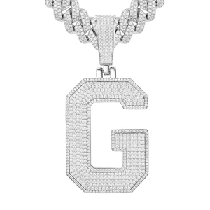 Colgante de letras con nombre personalizado, estilo simple, con diamantes de moissanita de alta calidad, para hombre, en plata 925, joyería hip hop, regalo. - Product Image 4