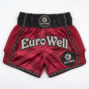 Custom Embroidered Front Logo Knee Length Mid Waist Muay Thai Shorts Flexible Side Split <b>Mens</b> Kickboxing <b>Trunks</b> Sports Gear - Product Image 2