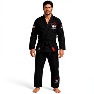 ชุดคิโมโน BJJ สีดำ ผ้าฝ้าย 100% ทนทาน ทรงปกติ สำหรับผู้ชาย ชุดฝึกศิลปะการต่อสู้ - Product Image 1