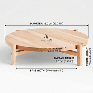 Wooden Elevated Lazy Susan <b>Round</b> Shape Rotating Serving Tray & Cake Stand For Kitchen & Dining Table Decor Serving Cakes - Product Image 2