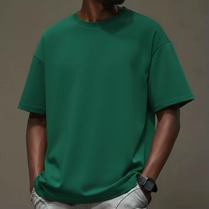 Camiseta Verde de Manga Corta para Hombre, 100% Algodón Jersey, Corte Regular, Cuello Redondo, Transpirable, con Impresión de Letras Personalizada en la Parte Delantera, OEM ODM, Venta al Por Mayor - Product Image 3