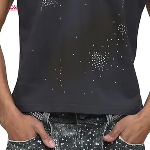 Camisetas de gimnasio sin mangas para hombre con estampado de diamantes de imitación personalizados, camiseta sin mangas de corte ajustado, 100% poliéster, camiseta ligera para correr para hombre - Product Image 5